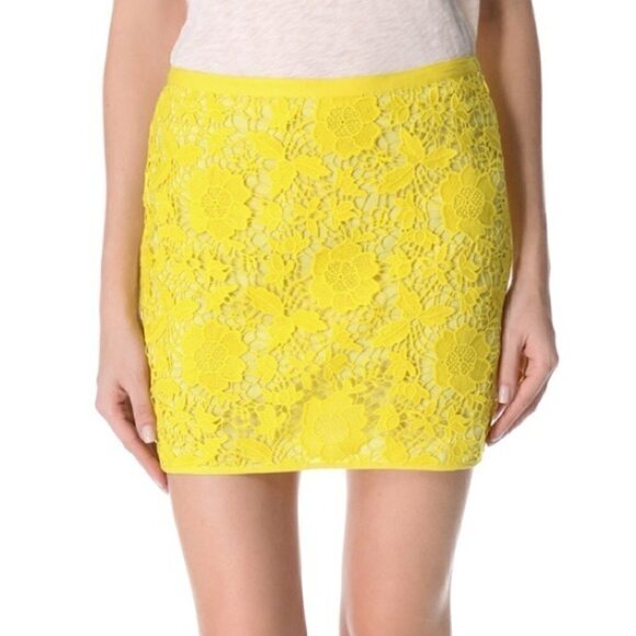 Madewell Yellow Side Zip Violette Lace Skirt - Picture 1 of 6
